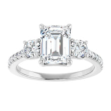 The Iconic 3-Stone Pavé Engagement Ring | Emerald | 3 CTW