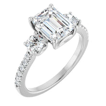 The Iconic 3-Stone Pavé Engagement Ring | Emerald | 3 CTW