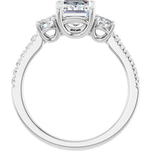 The Iconic 3-Stone Pavé Engagement Ring | Emerald | 3 CTW