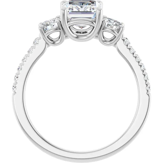 The Iconic 3-Stone Pavé Engagement Ring | Emerald | 3 CTW