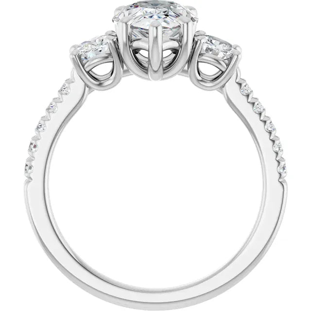 The Iconic 3-Stone Pavé Engagement Ring | Pear | 3 CTW