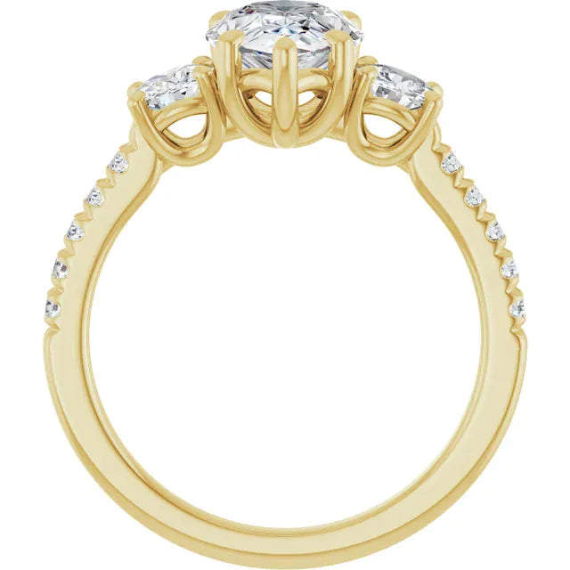 The Iconic 3-Stone Pavé Engagement Ring | Pear | 3 CTW