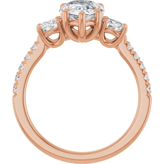 The Iconic 3-Stone Pavé Engagement Ring | Pear | 3 CTW