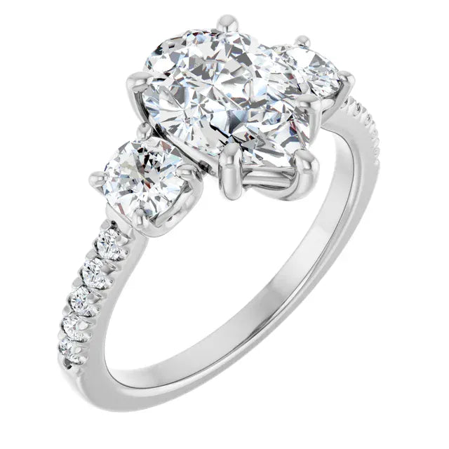 The Iconic 3-Stone Pavé Engagement Ring | Pear | 3 CTW