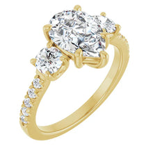 The Iconic 3-Stone Pavé Engagement Ring | Pear | 3 CTW