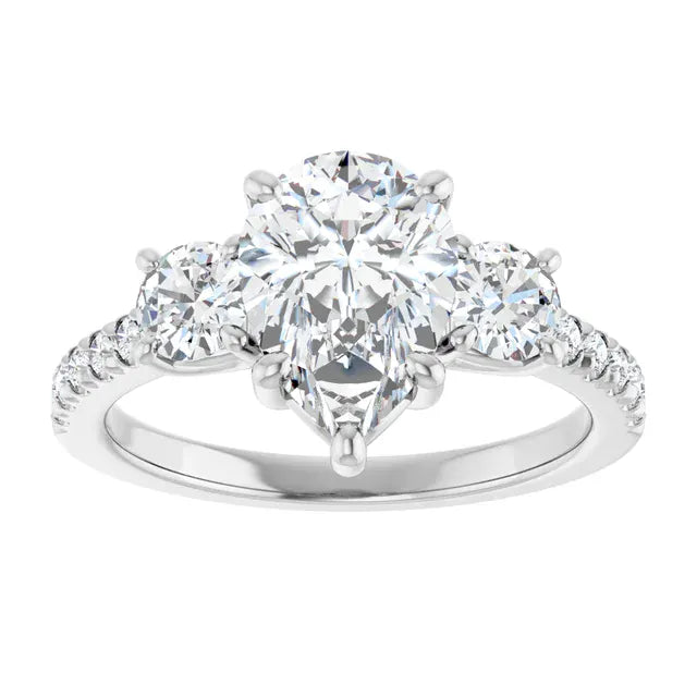 The Iconic 3-Stone Pavé Engagement Ring | Pear | 3 CTW