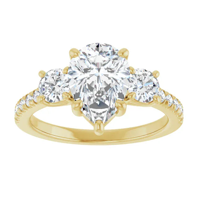 The Iconic 3-Stone Pavé Engagement Ring | Pear | 3 CTW