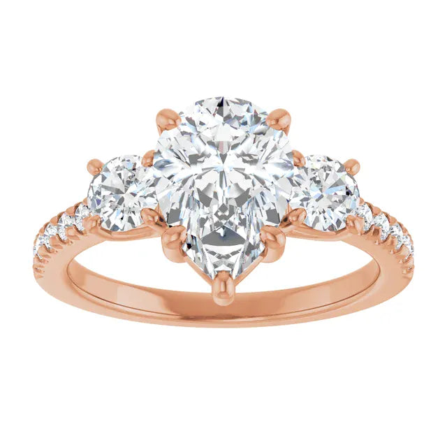 The Iconic 3-Stone Pavé Engagement Ring | Pear | 3 CTW