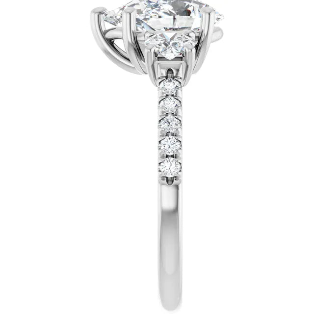 The Iconic 3-Stone Pavé Engagement Ring | Pear | 3 CTW