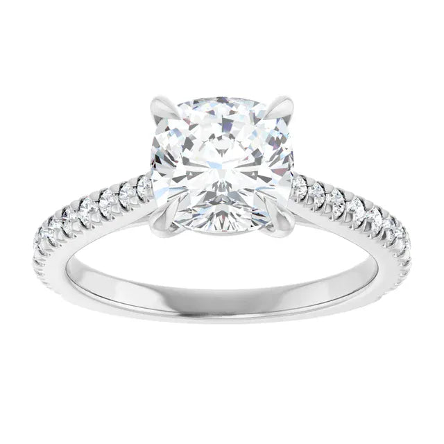The Signature Cathedral Pavé Engagement Ring | Cushion | 2 ⅜ CTW