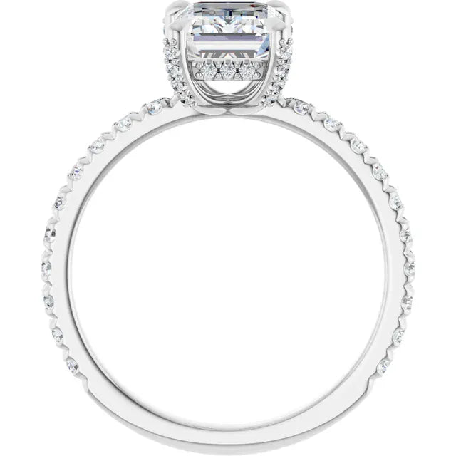 The Signature Pavé Hidden Halo Engagement Ring | Emerald | 2 ½ CTW