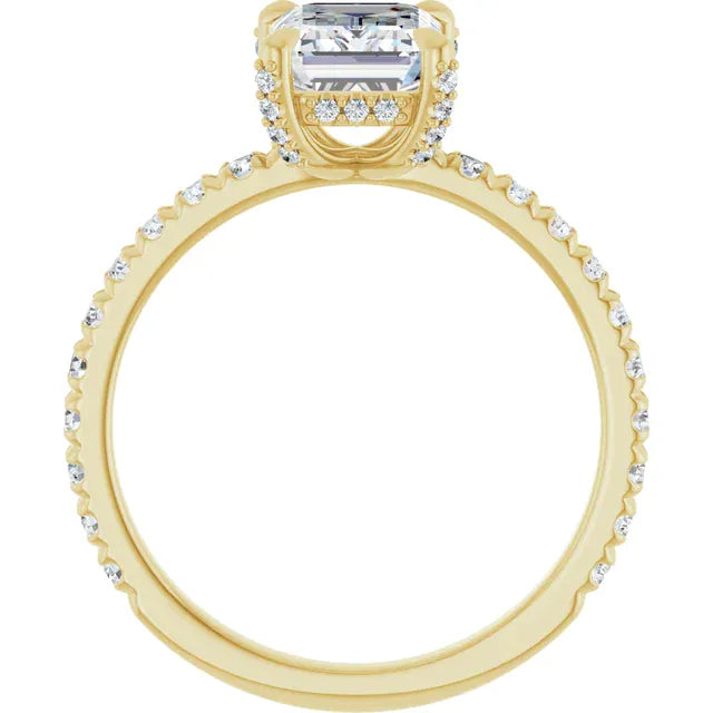 The Signature Pavé Hidden Halo Engagement Ring | Emerald | 2 ½ CTW