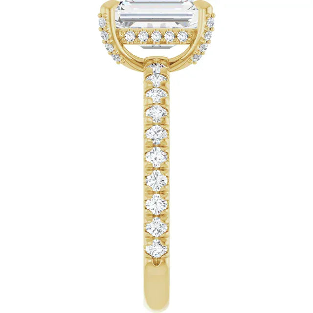 The Signature Pavé Hidden Halo Engagement Ring | Emerald | 2 ½ CTW