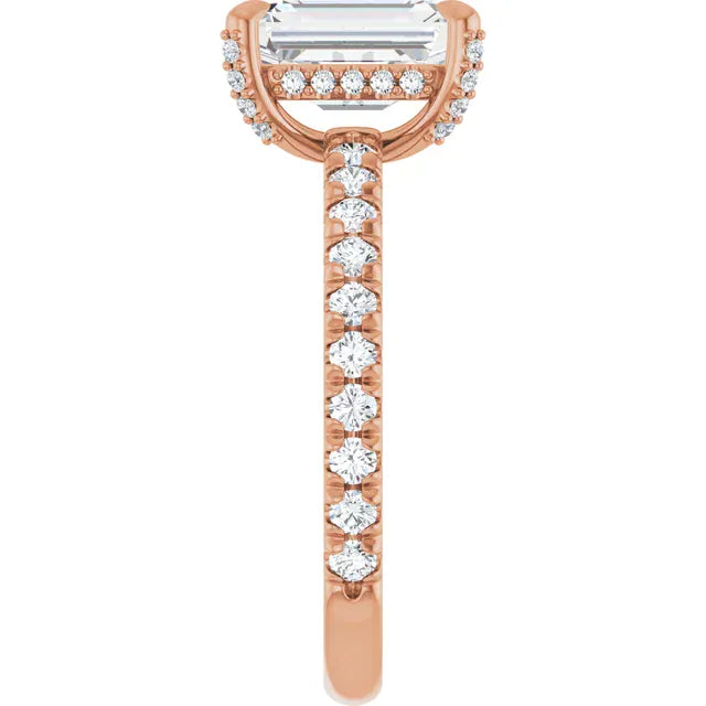 The Signature Pavé Hidden Halo Engagement Ring | Emerald | 2 ½ CTW