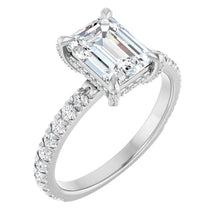 The Signature Pavé Hidden Halo Engagement Ring | Emerald | 2 ½ CTW