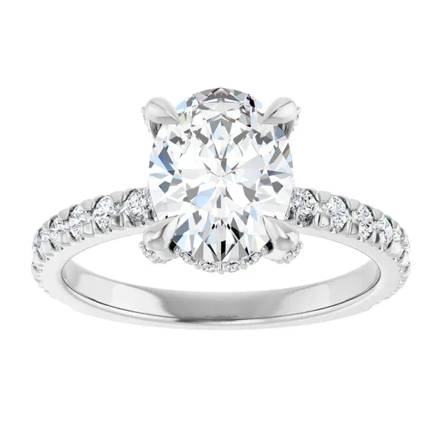 The Signature Pavé Hidden Halo Engagement Ring | Oval | 2 ½ CTW