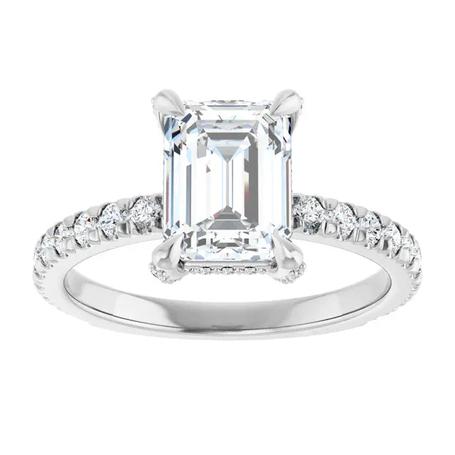 The Signature Pavé Hidden Halo Engagement Ring | Emerald | 2 ½ CTW