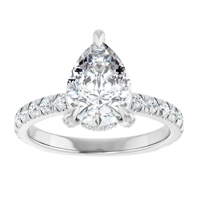 The Signature Pavé Hidden Halo Engagement Ring | Pear | 2 ½ CTW