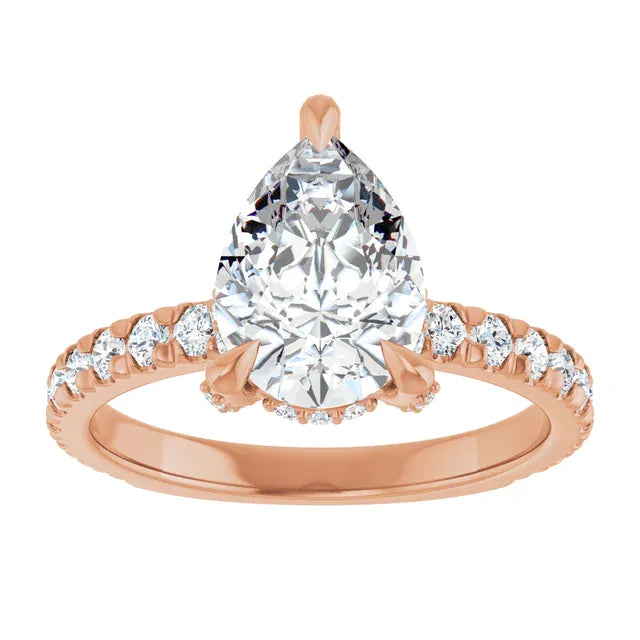 The Signature Pavé Hidden Halo Engagement Ring | Pear | 2 ½ CTW