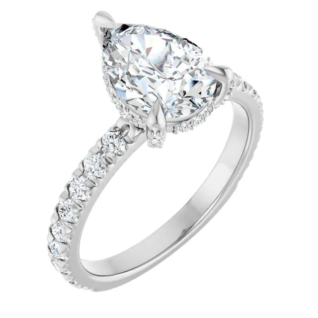 The Signature Pavé Hidden Halo Engagement Ring | Pear | 2 ½ CTW