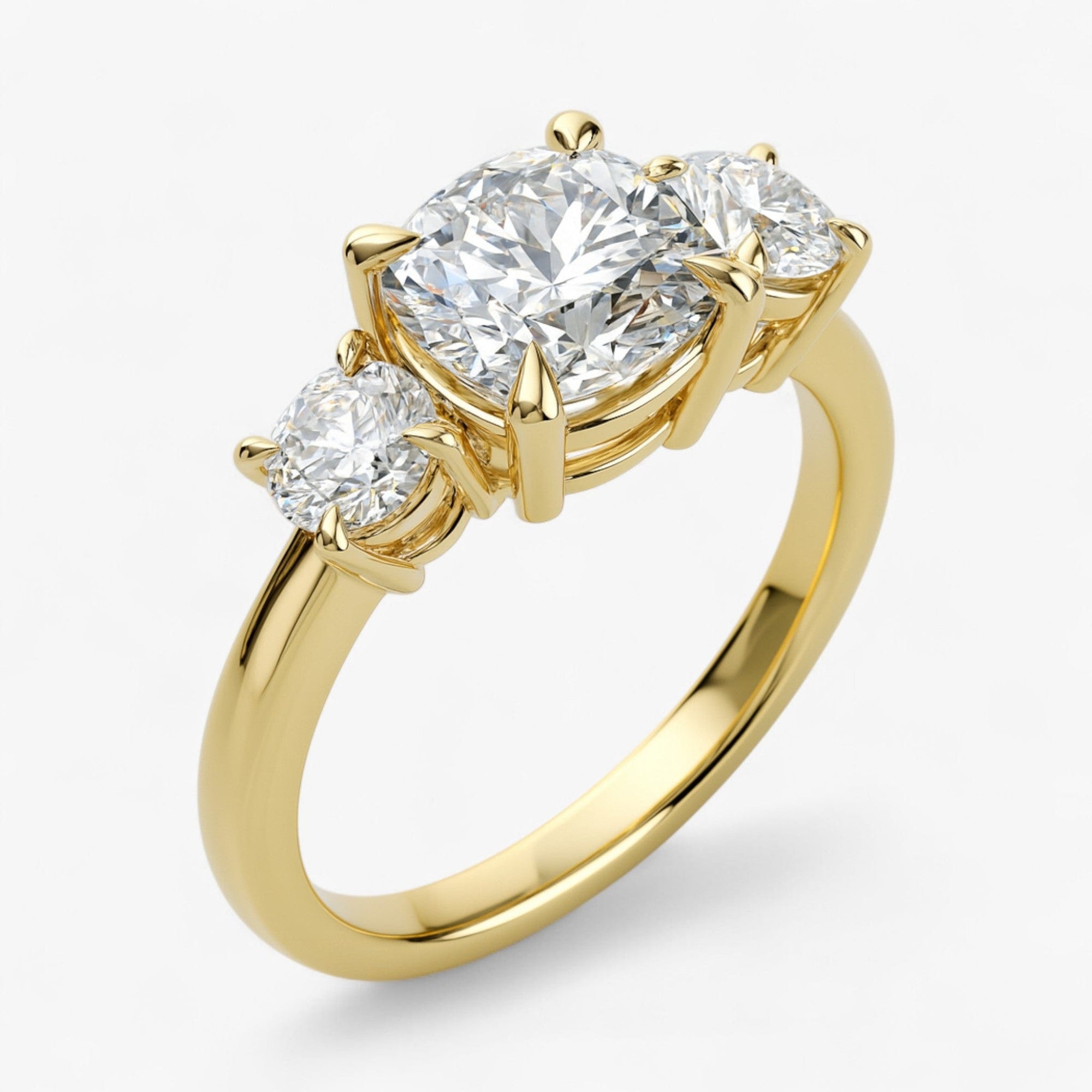 The Signature 3-Stone Engagement Ring | Cushion