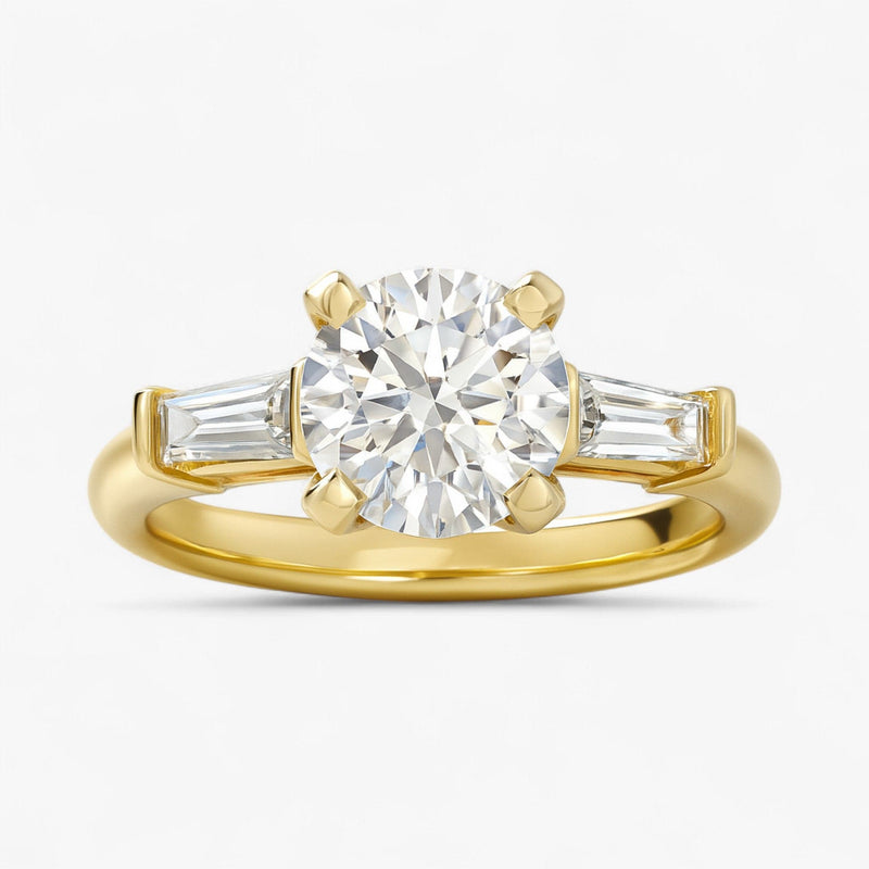 The Signature Baguette 3-Stone Engagement Ring | Round