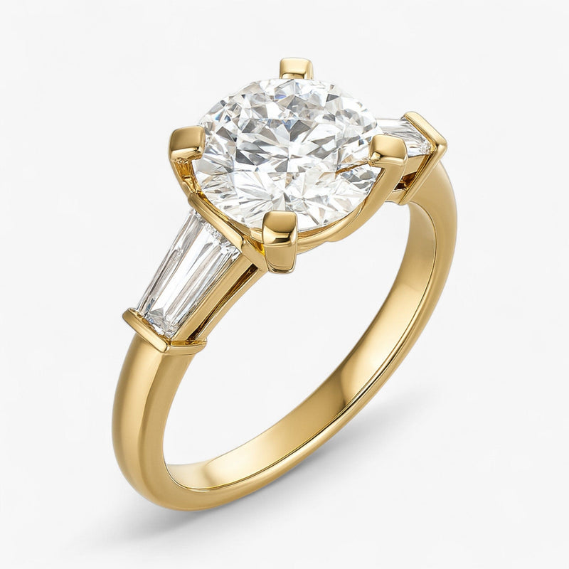 The Signature Baguette 3-Stone Engagement Ring | Round