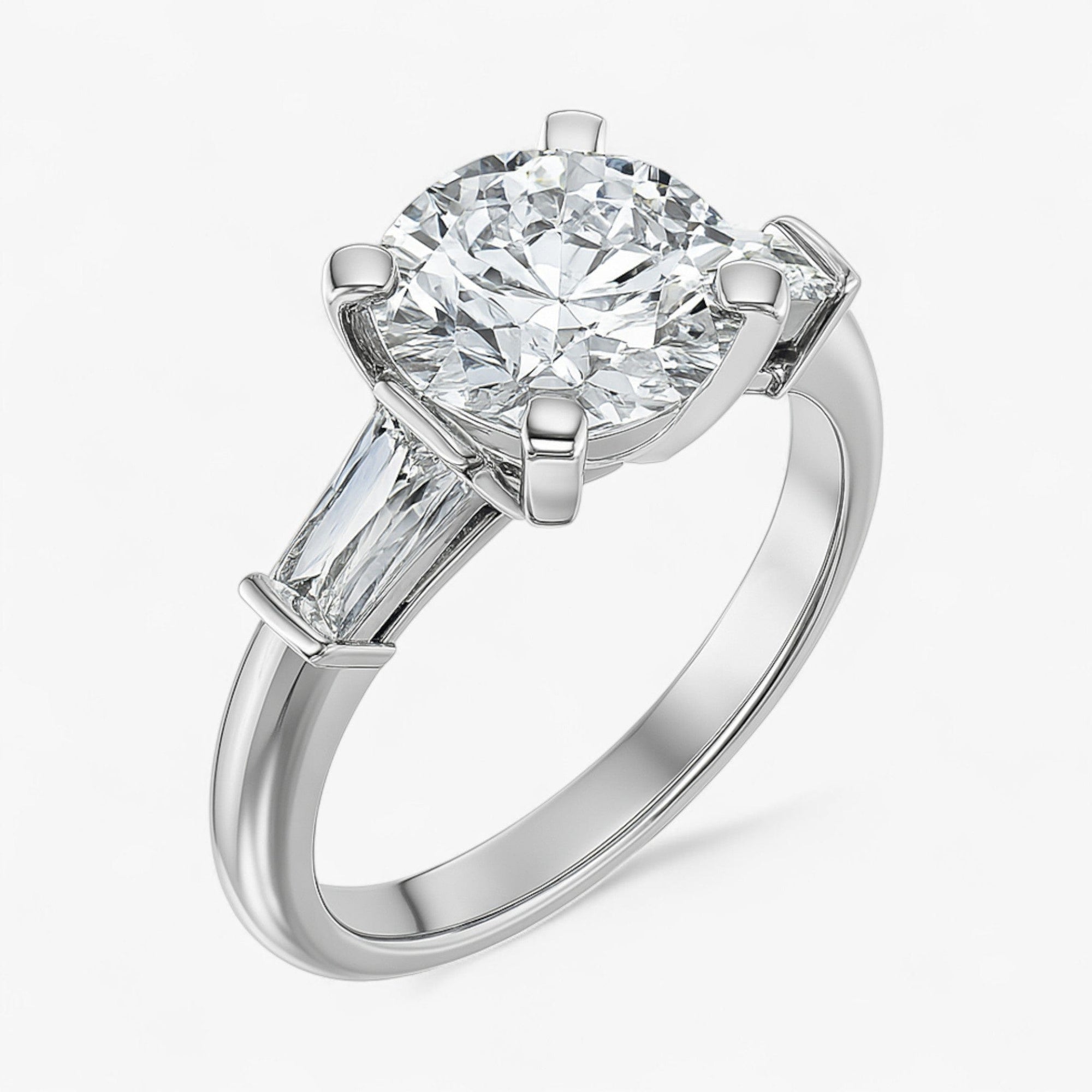 The Signature Baguette 3-Stone Engagement Ring | Round