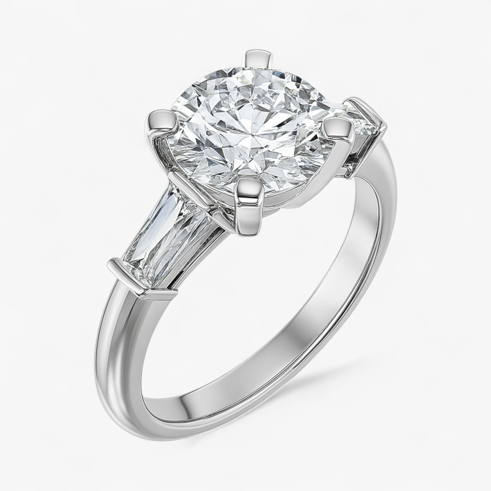 The Signature Baguette 3-Stone Engagement Ring | Round