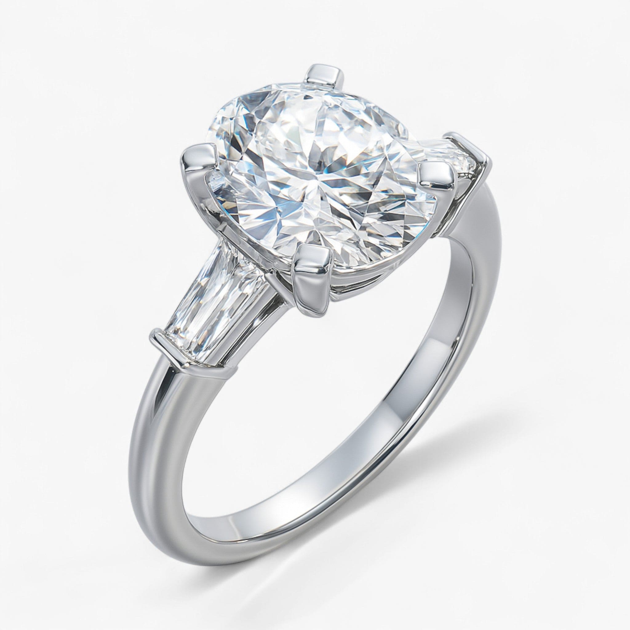 The Signature Baguette 3-Stone Engagement Ring | Oval