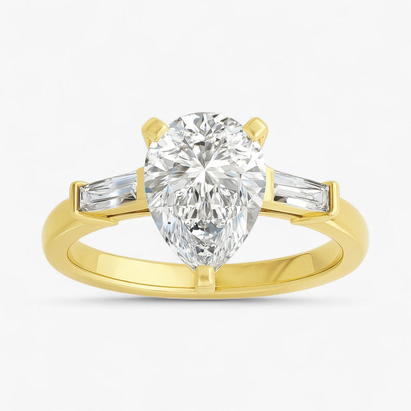 The Signature Baguette 3-Stone Engagement Ring | Pear
