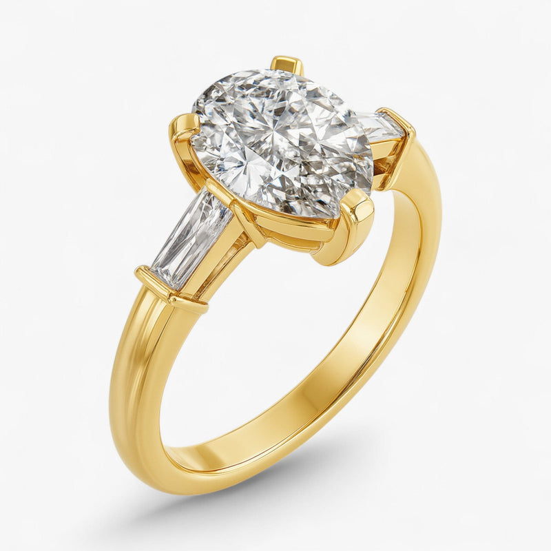 The Signature Baguette 3-Stone Engagement Ring | Pear
