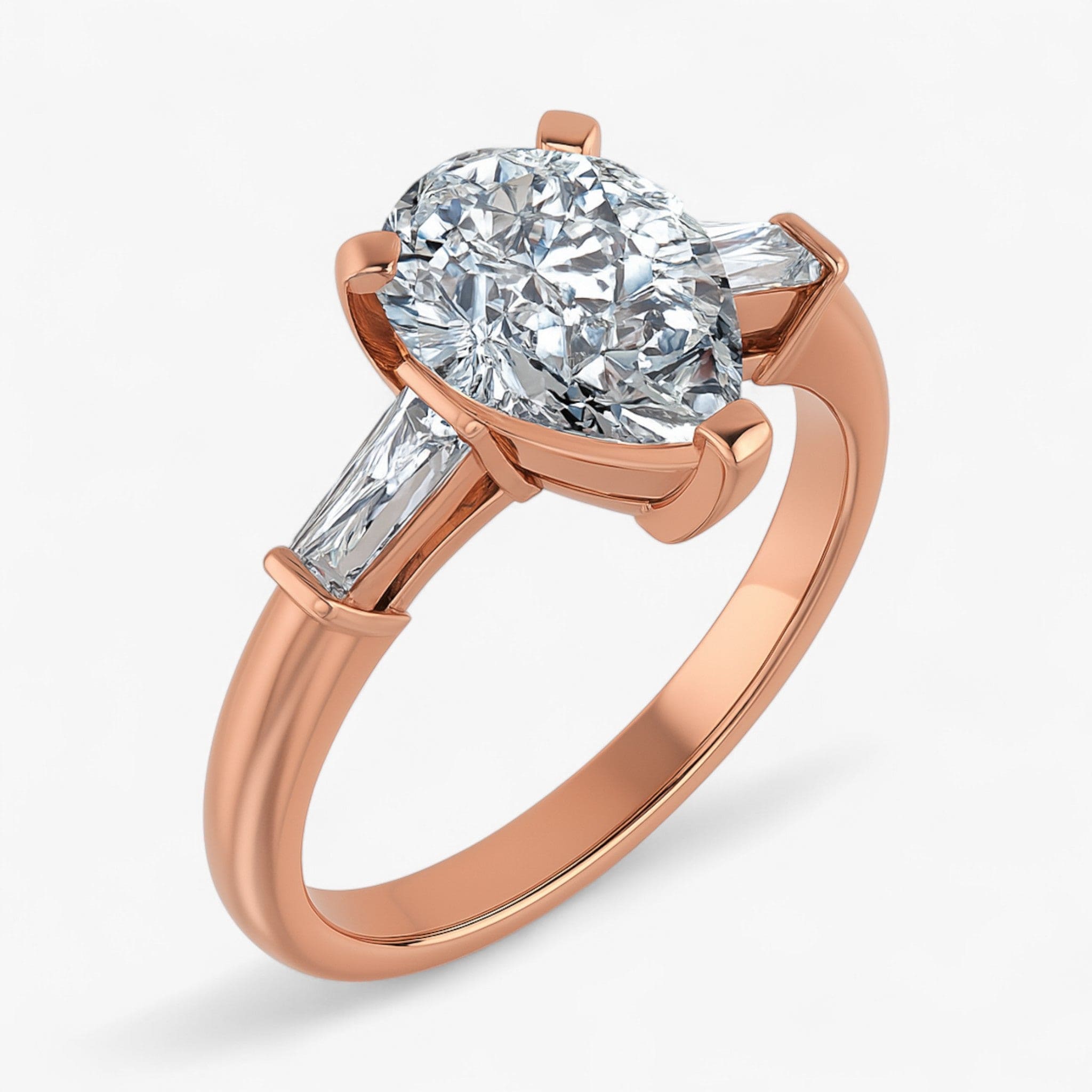 The Signature Baguette 3-Stone Engagement Ring | Pear