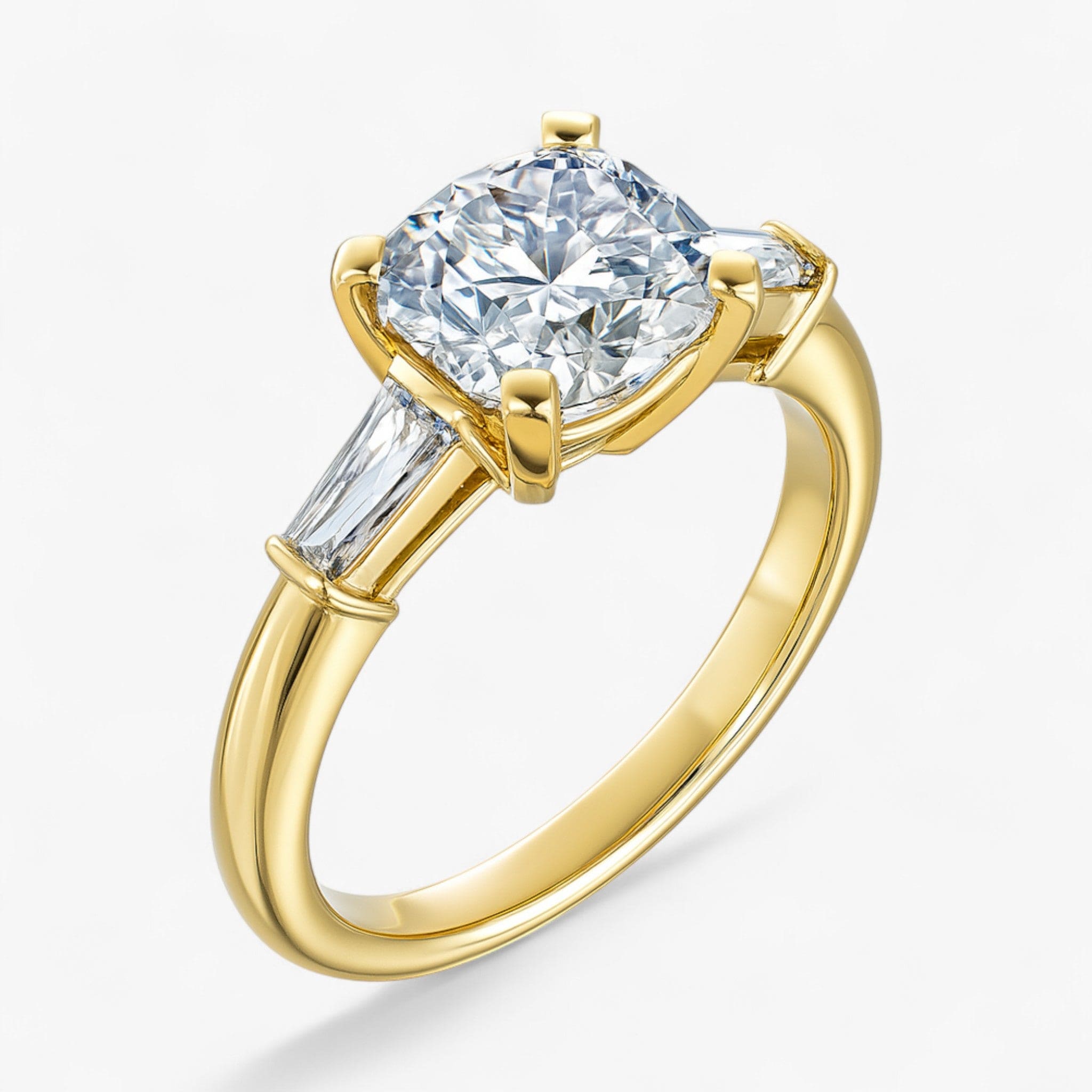 The Signature Baguette 3-Stone Engagement Ring | Cushion