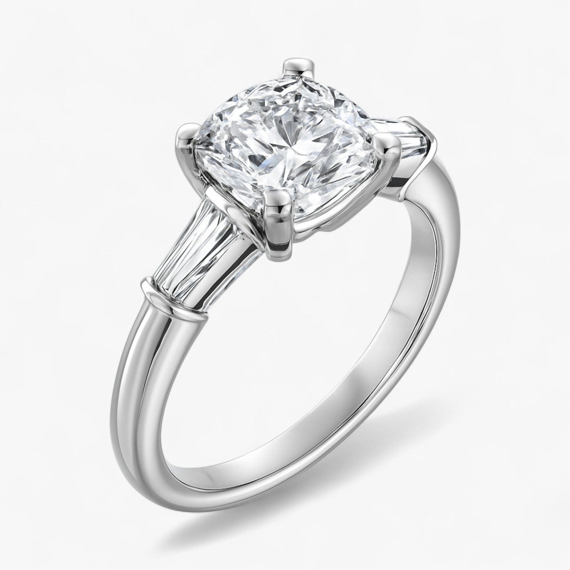 The Signature Baguette 3-Stone Engagement Ring | Cushion
