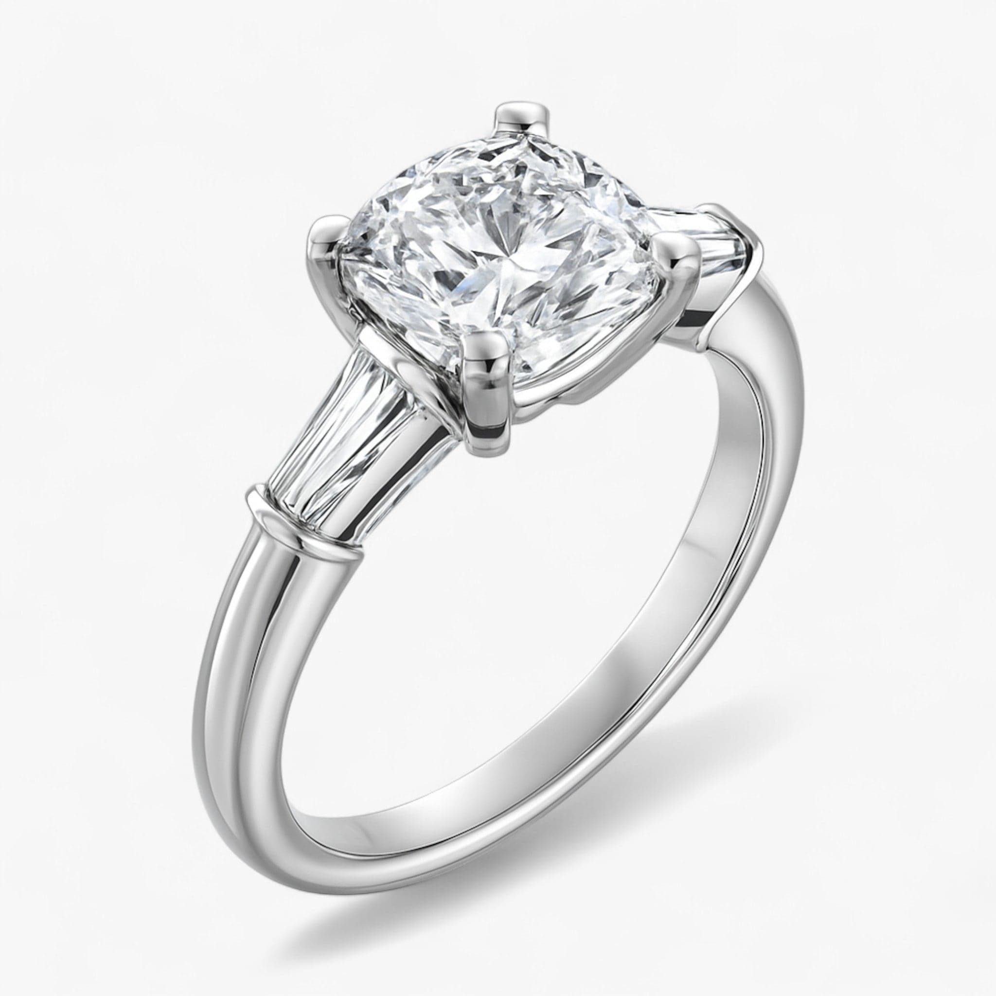The Signature Baguette 3-Stone Engagement Ring | Cushion