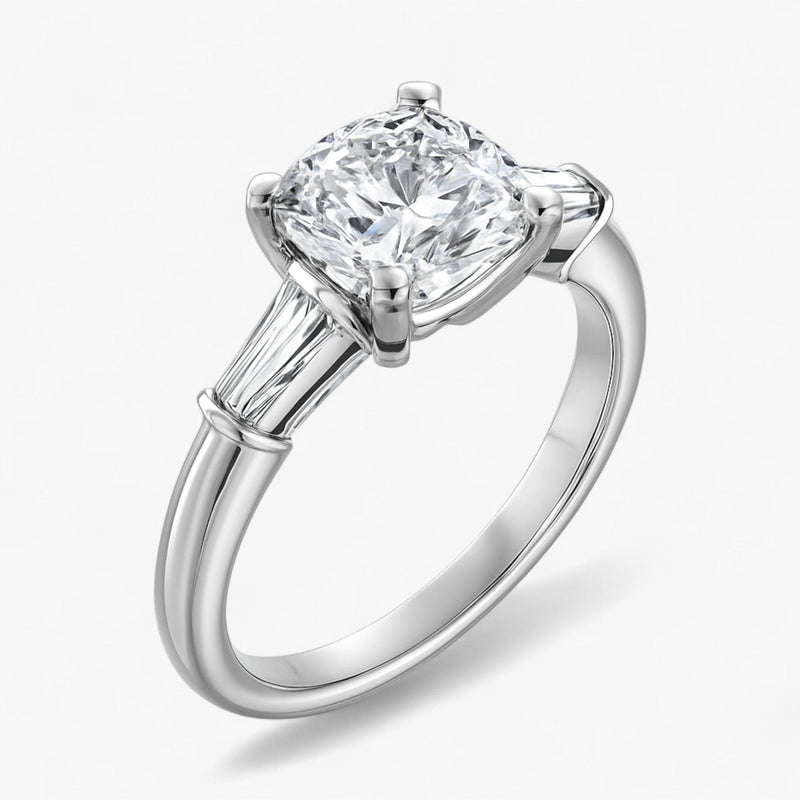 The Signature Baguette 3-Stone Engagement Ring | Cushion