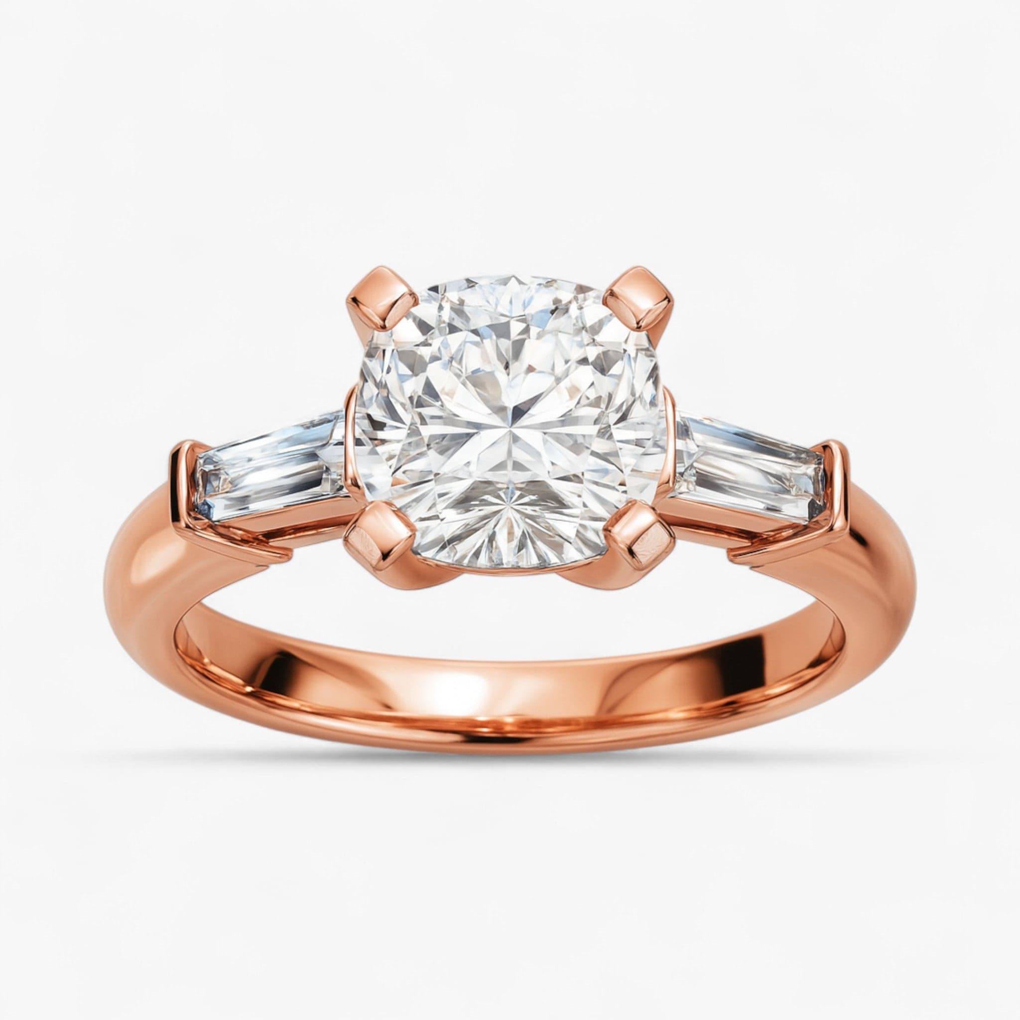 The Signature Baguette 3-Stone Engagement Ring | Cushion