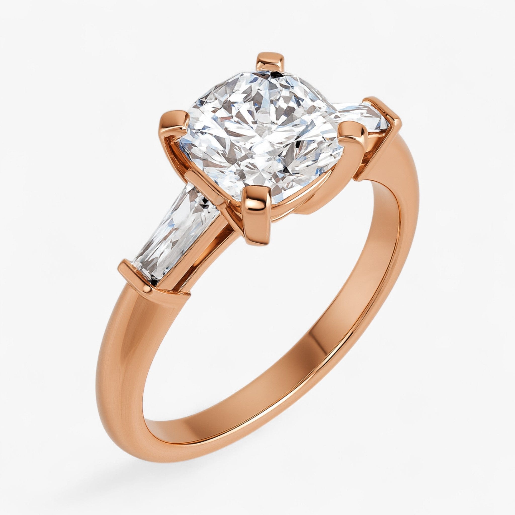 The Signature Baguette 3-Stone Engagement Ring | Cushion