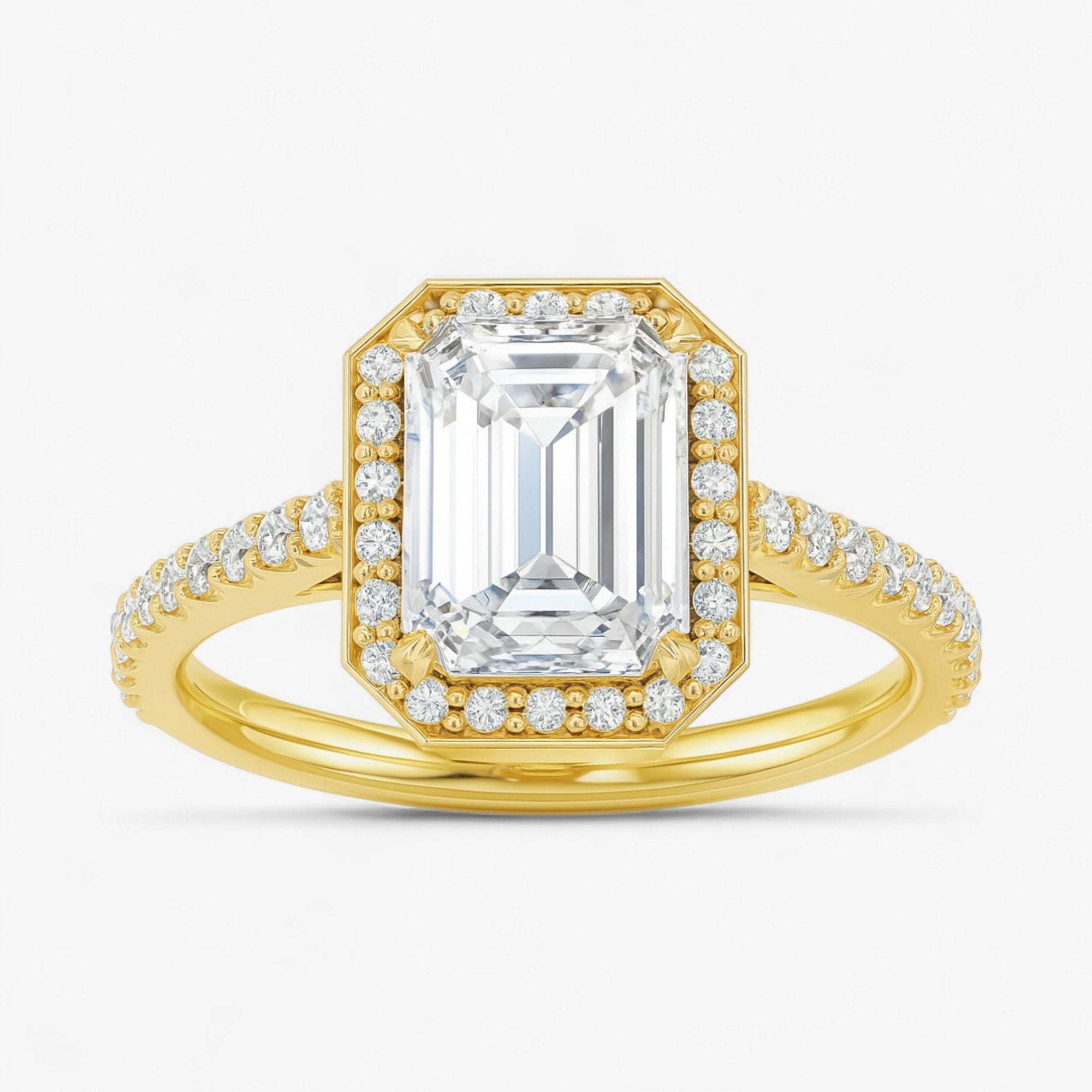 The Classic Accented Halo Engagement Ring | Emerald