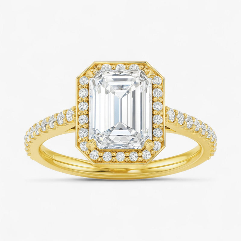 The Classic Accented Halo Engagement Ring | Emerald