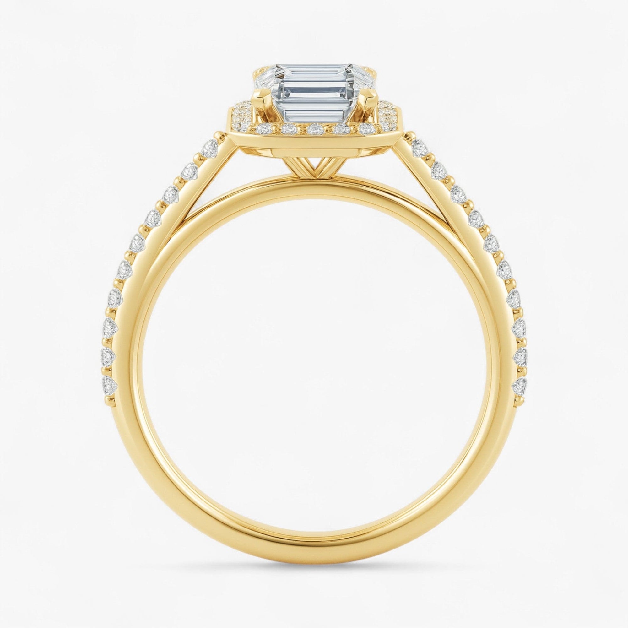 The Classic Accented Halo Engagement Ring | Emerald