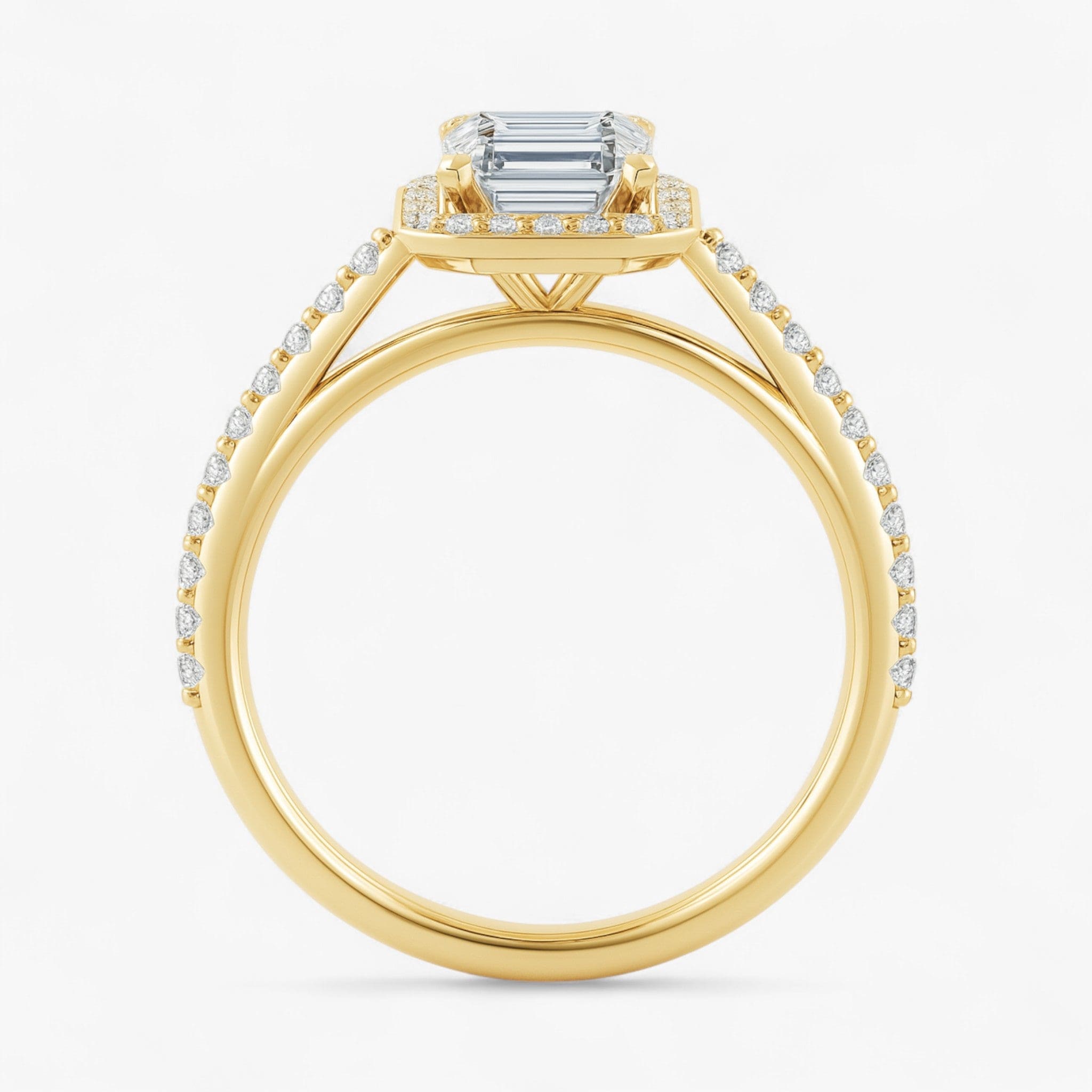 The Classic Accented Halo Engagement Ring | Emerald