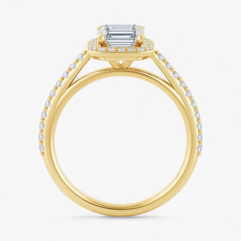The Classic Accented Halo Engagement Ring | Emerald