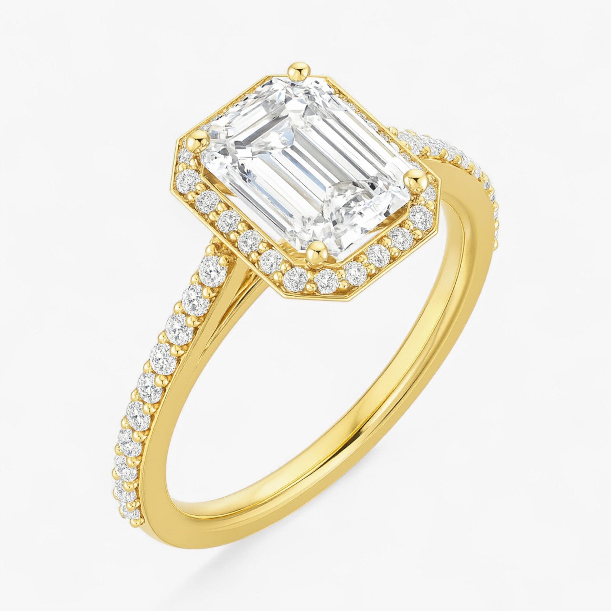 The Classic Accented Halo Engagement Ring | Emerald