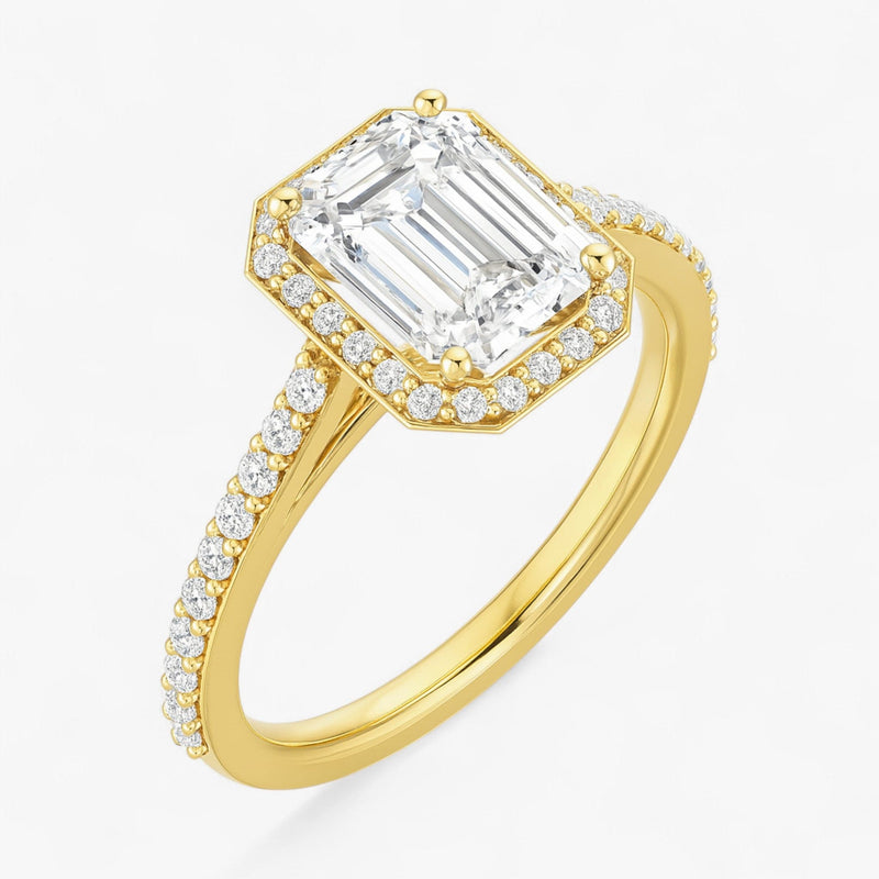 The Classic Accented Halo Engagement Ring | Emerald