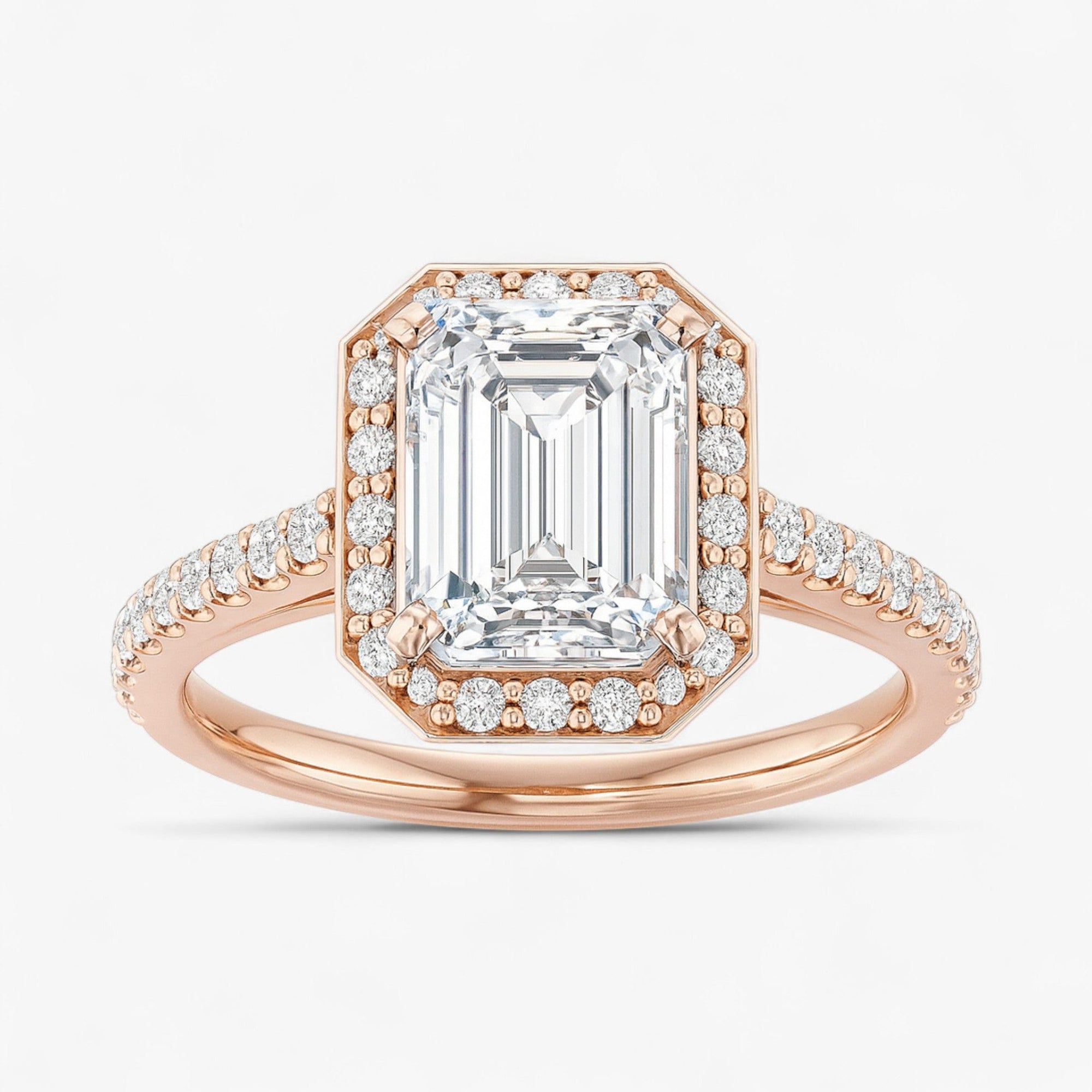 The Classic Accented Halo Engagement Ring | Emerald