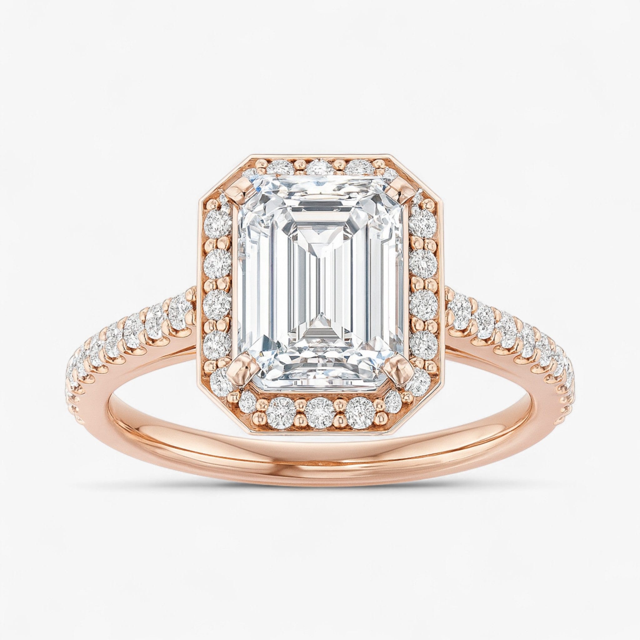 The Classic Accented Halo Engagement Ring | Emerald