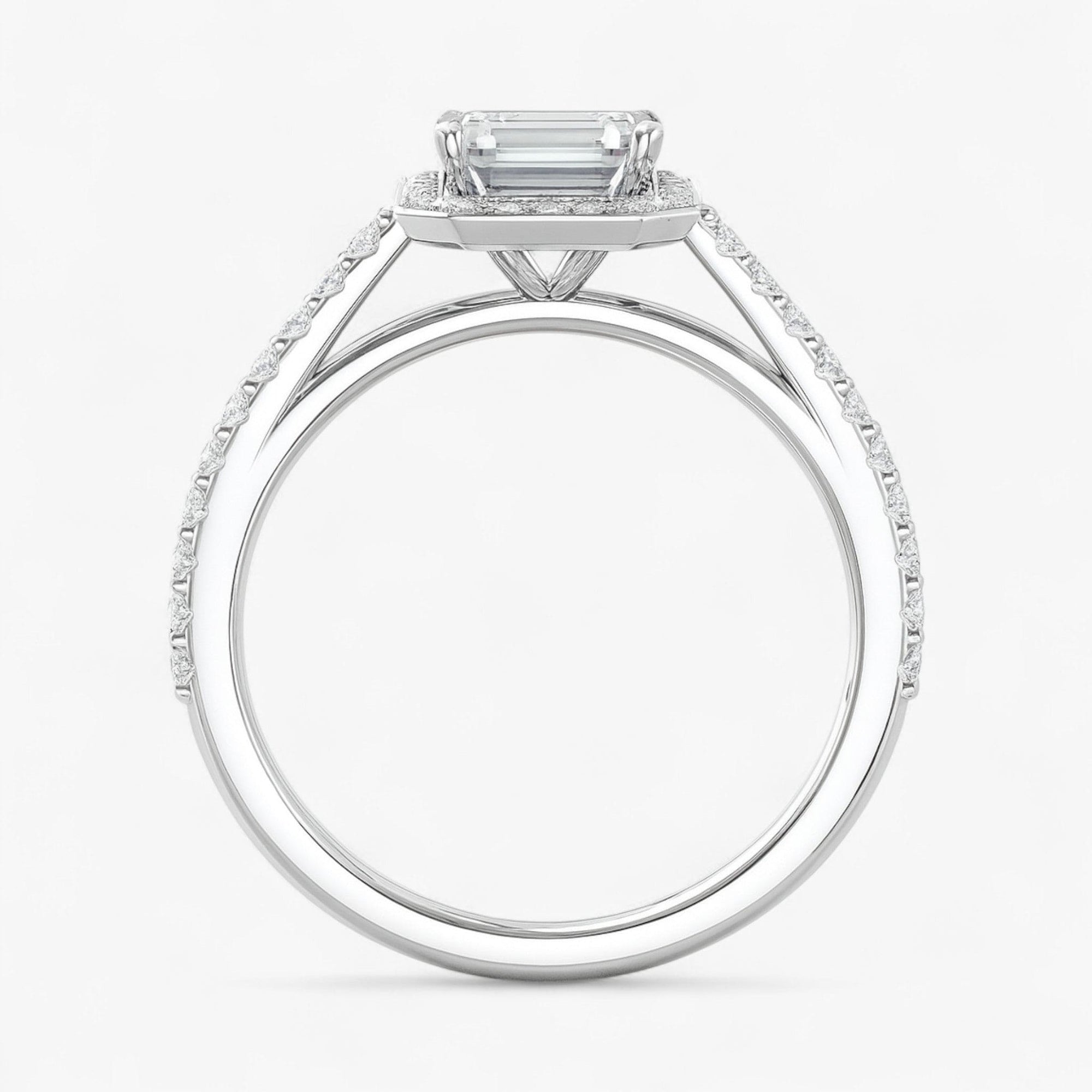 The Classic Accented Halo Engagement Ring | Emerald