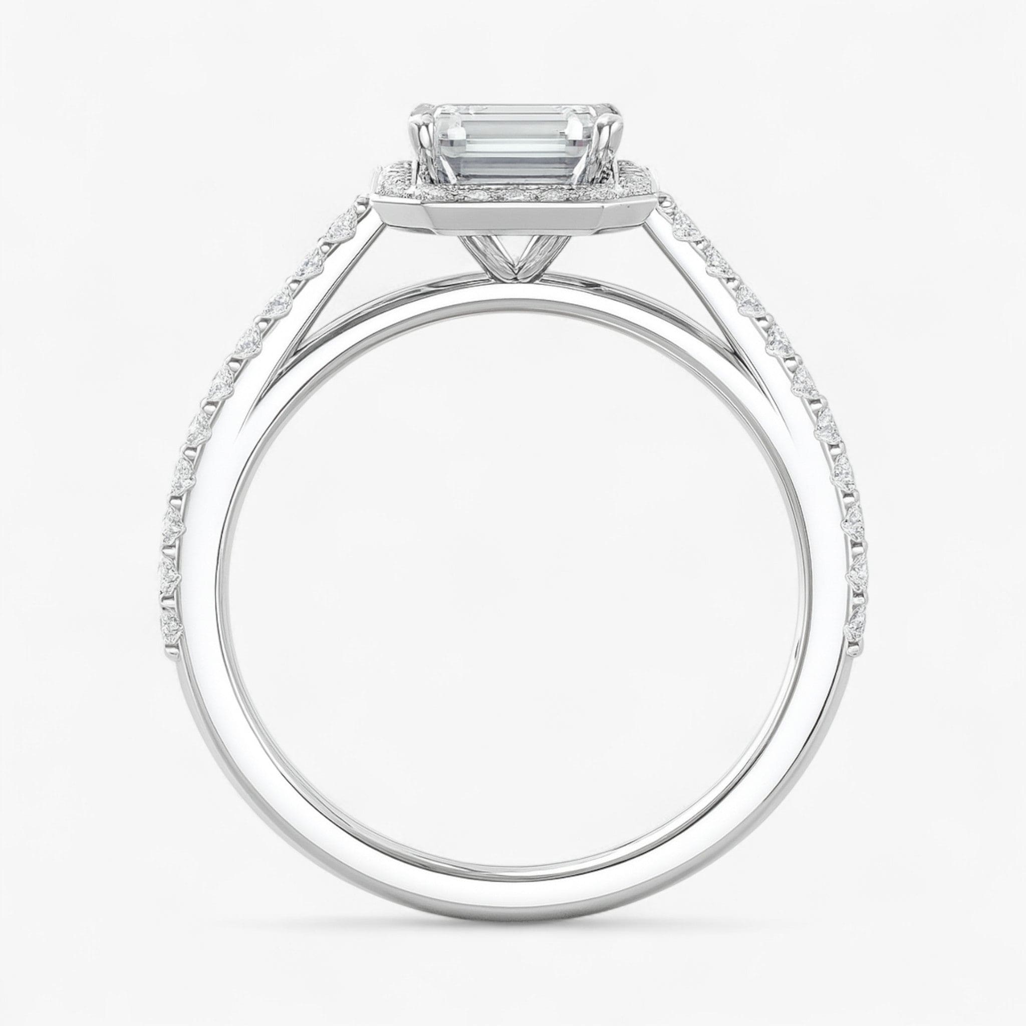 The Classic Accented Halo Engagement Ring | Emerald